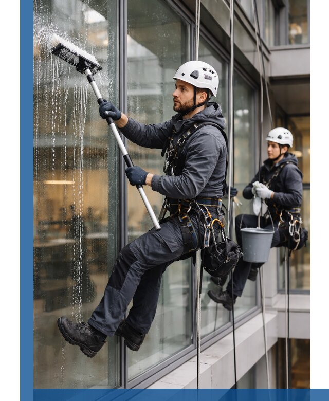 Профессиональная мойка витражей промышленными альпинистами в Пугачёве
