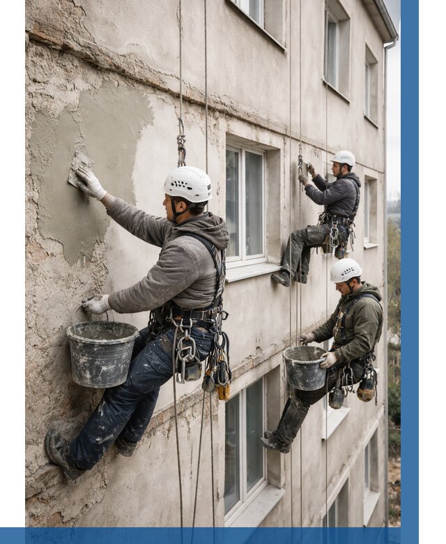 Ремонт штукатурного фасада в Пугачёве от 762 р. под ключ | ВЫСОТНИК-Пгч