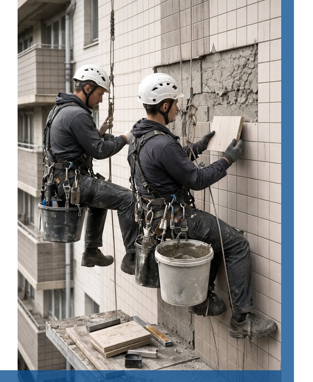 Ремонт облицовки фасада плиткой в Пугачёве от 1829 р. | ВЫСОТНИК-Пгч