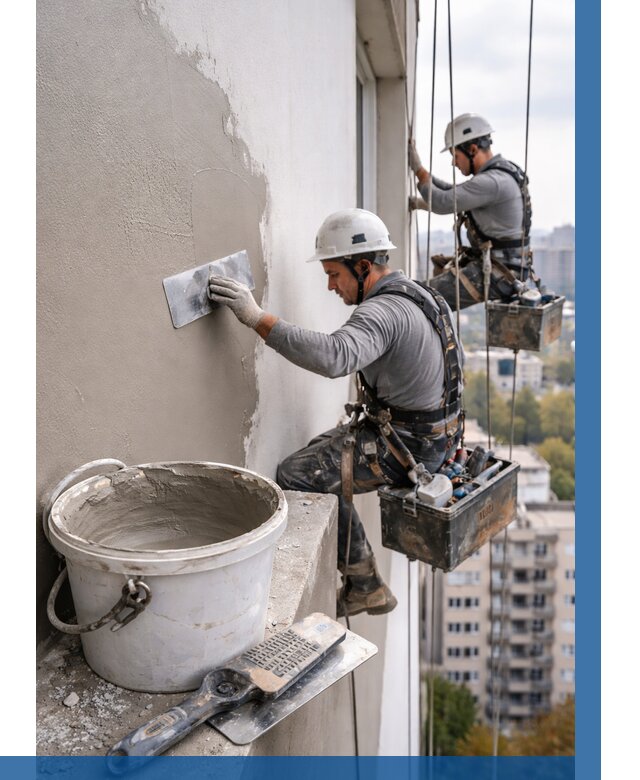 Шпаклевка фасада на высоте в Пугачёве от 711 р. | ВЫСОТНИК-Пгч