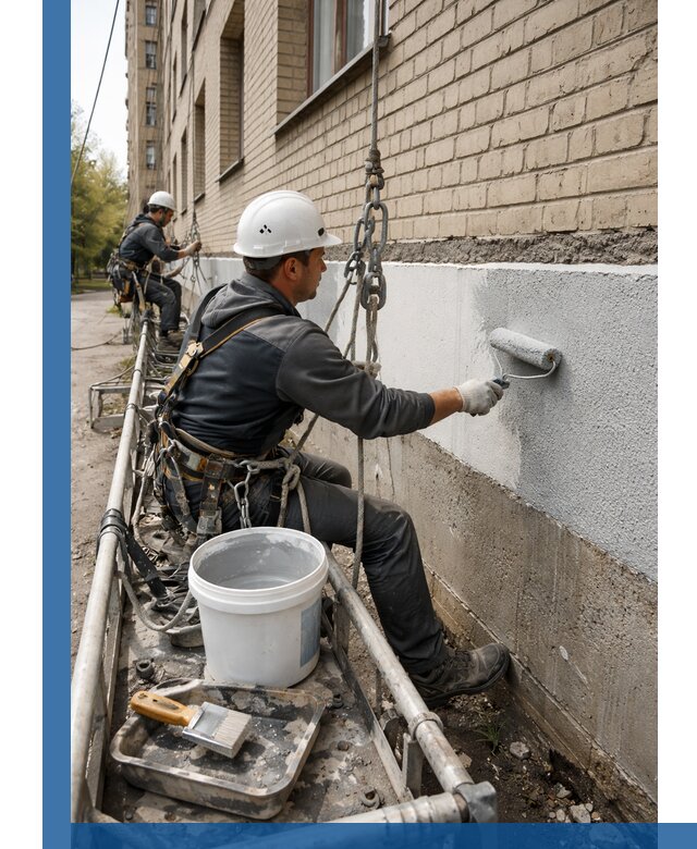 Окраска цоколя здания в Пугачёве профессионально и надежно