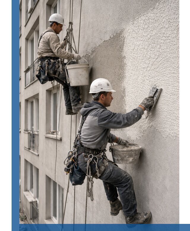 Нанесение декоративной штукатурки короед на фасад в Пугачёве