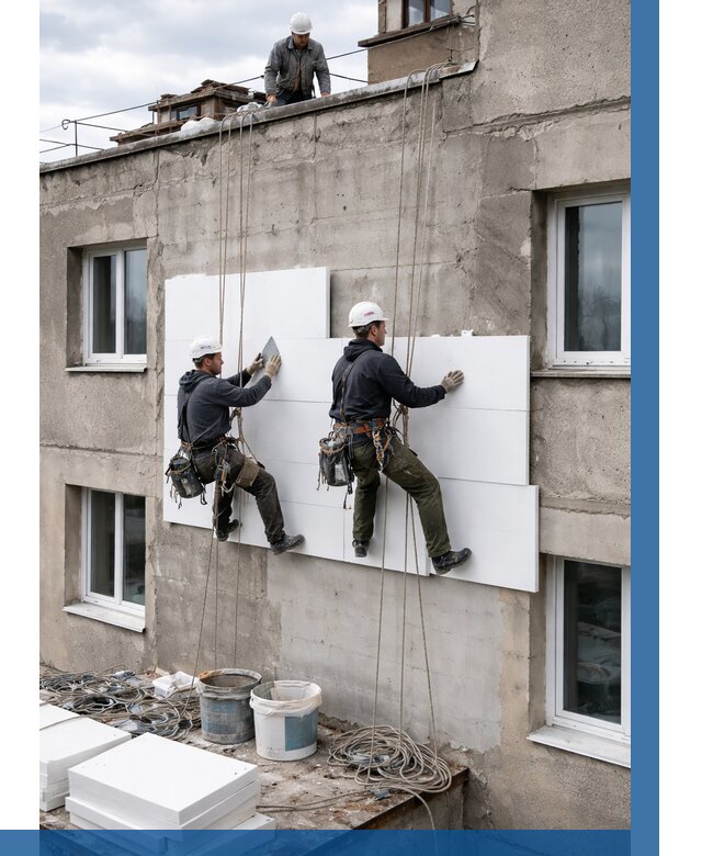 Утепление фасада пенополистиролом в Пугачёве от 1829 р. | ВЫСОТНИК-Пгч