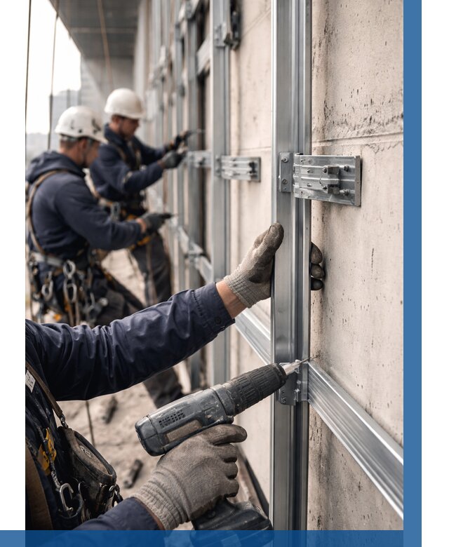 Монтаж подсистемы вентфасада в Пугачёве от 864 р. | ВЫСОТНИК-Пгч