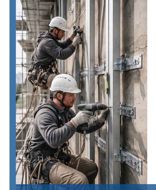 Монтаж и крепление подсистемы вентфасада в Пугачёве