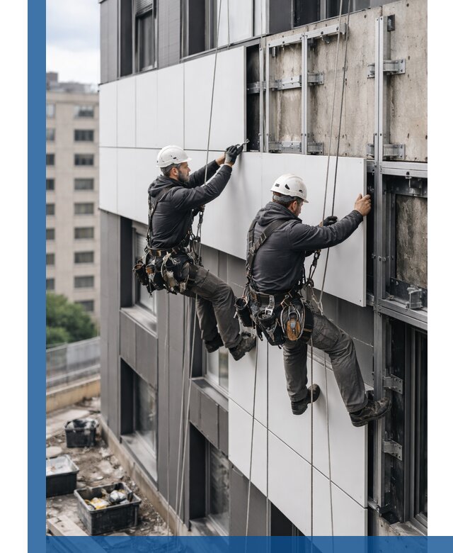 Монтаж композитных панелей фасада в Пугачёве под ключ