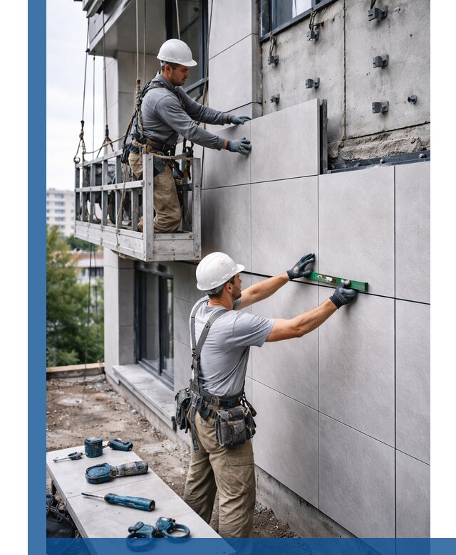 Монтаж керамогранита на фасад в Пугачёве под ключ с гарантией качества