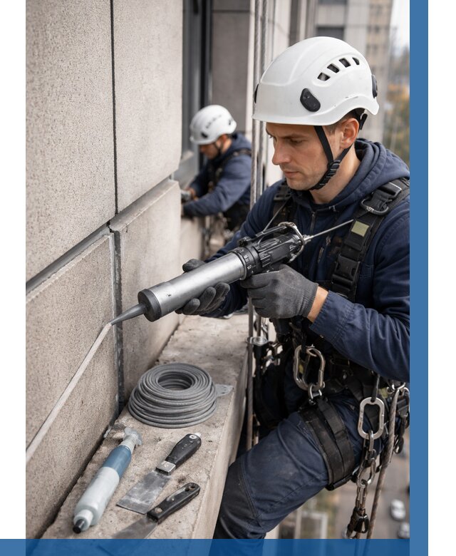 Герметизация деформационных швов фасада в Пугачёве от 711 | ВЫСОТНИК-Пгч