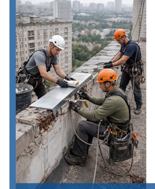 Ремонт парапета на кровле в Пугачёве, высотные работы с гарантией