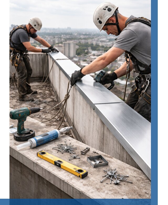 Монтаж парапетных крышек в Пугачёве от 813 р. | ВЫСОТНИК-Пгч