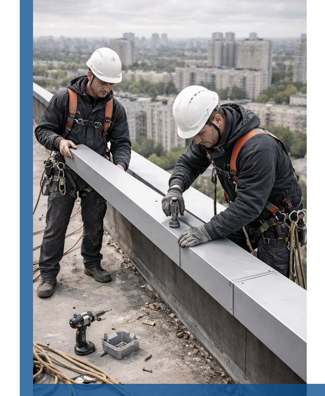 Монтаж парапетных крышек и ограждений кровли в Пугачёве