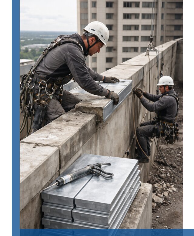 Замена парапетных крышек и установка новых в Пугачёве