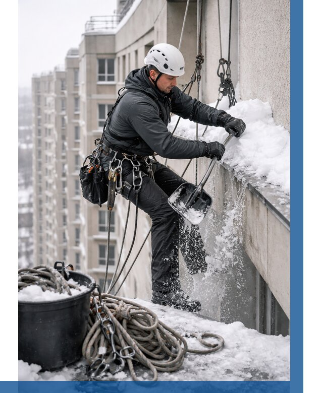 Очистка карнизов от снега в Пугачёве от 305 р. | ВЫСОТНИК-Пгч