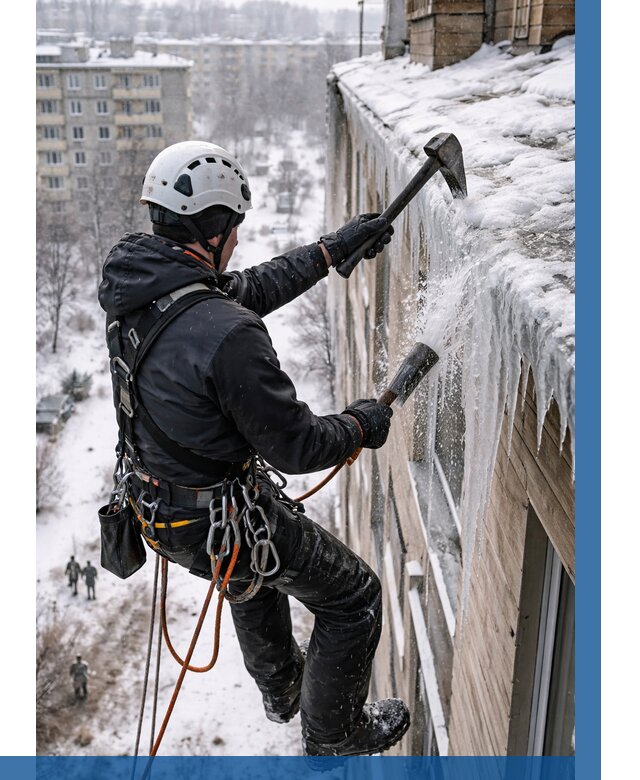 Сбивание сосулек с крыши в Пугачёве по цене от 4572 р. | ВЫСОТНИК-Пгч