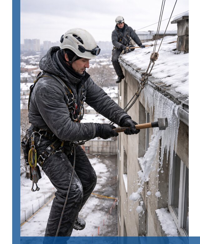 Сбивание и удаление сосулек с крыши в Пугачёве безопасно