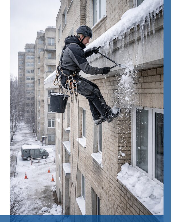 Удаление наледи с карнизов в Пугачёве от 356 р. | ВЫСОТНИК-Пгч