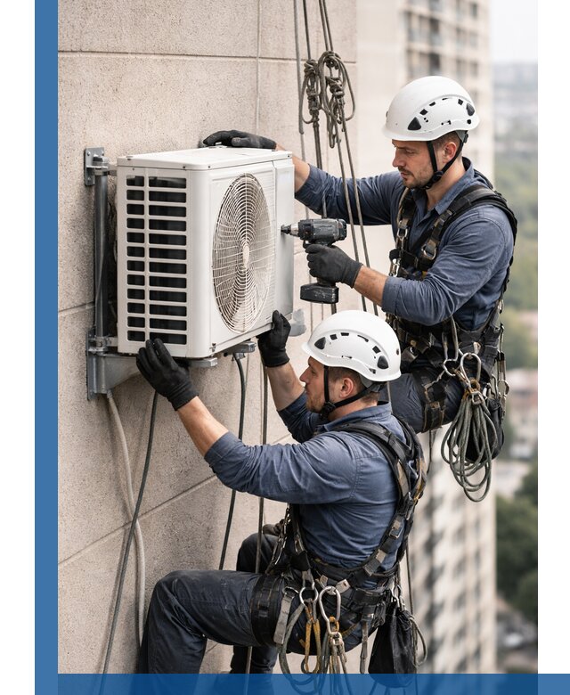 Монтаж внешнего блока кондиционера в Пугачёве установка и крепление