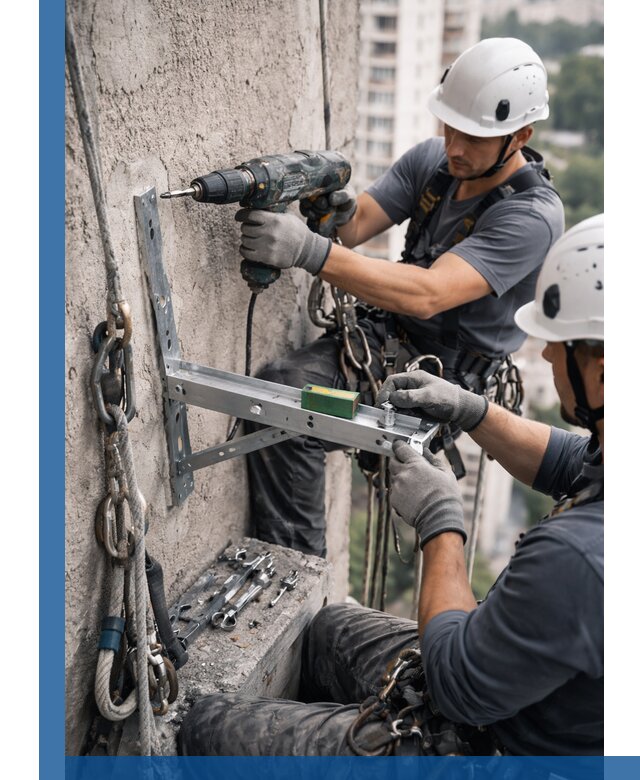 Установка кронштейнов кондиционера и крепежа в Пугачёве