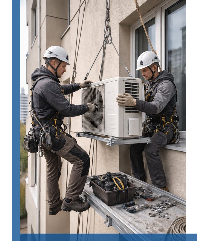 Перенос внешнего блока кондиционера в Пугачёве с монтажом и крепежом