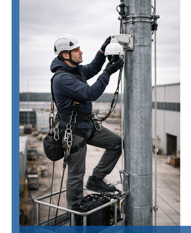 Профессиональная установка видеокамер на мачте в Пугачёве