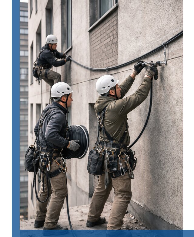 Прокладка кабеля по фасаду в Пугачёве, профессиональный монтаж