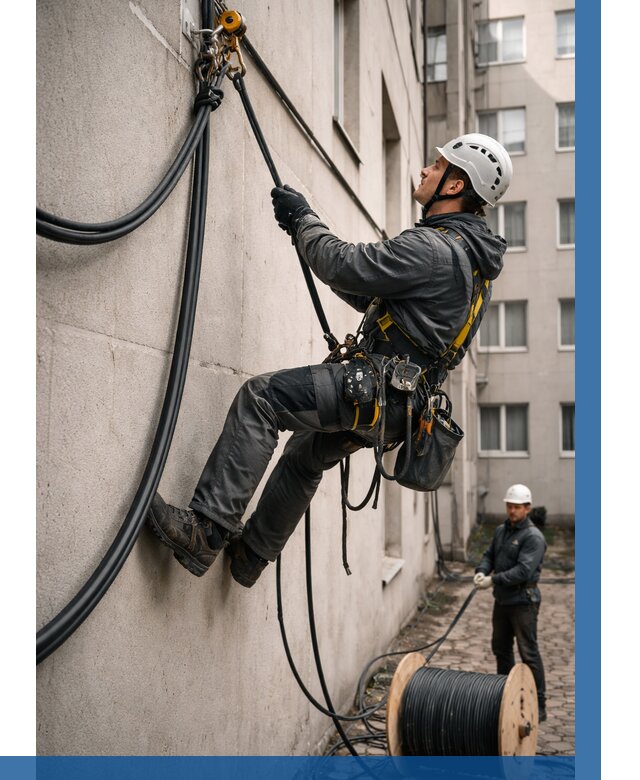 Протяжка кабеля питания на высоте в Пугачёве от 457 р. | ВЫСОТНИК-Пгч