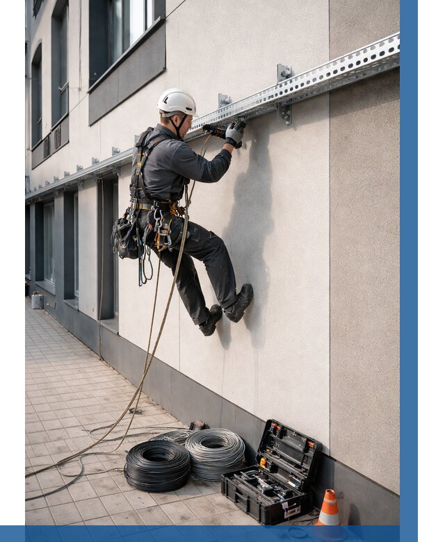 Монтаж кабельных лотков на фасаде в Пугачёве от 1219 р. | ВЫСОТНИК-Пгч