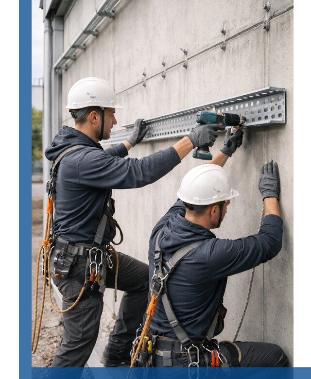 Монтаж кабельных лотков на фасаде зданий в Пугачёве с гарантией