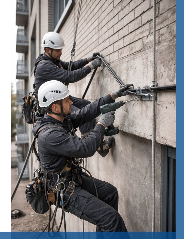 Крепление кабеля на фасаде в Пугачёве от 356 р. | ВЫСОТНИК-Пгч