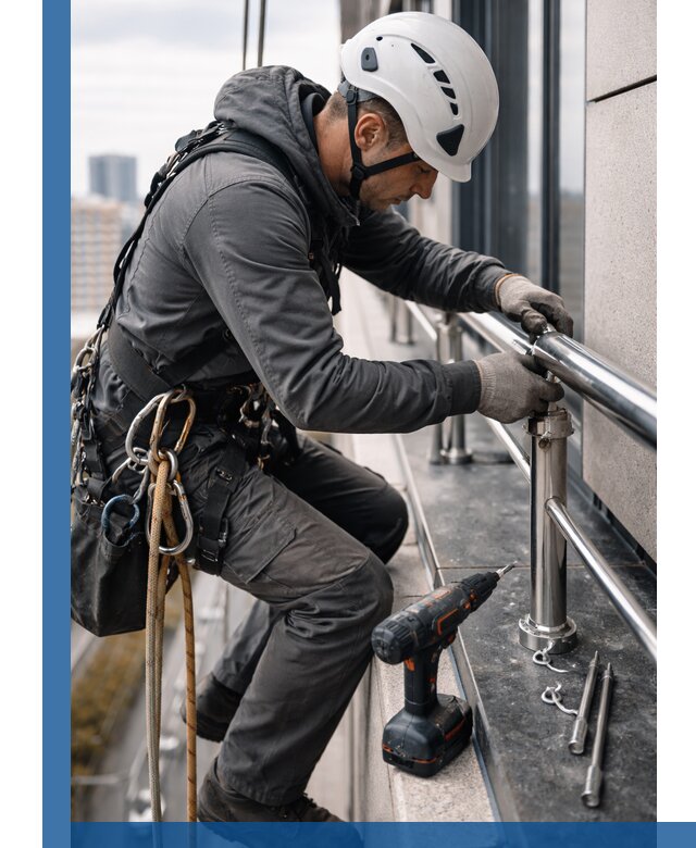 Монтаж ограждений на высоте в Пугачёве для зданий и конструкций