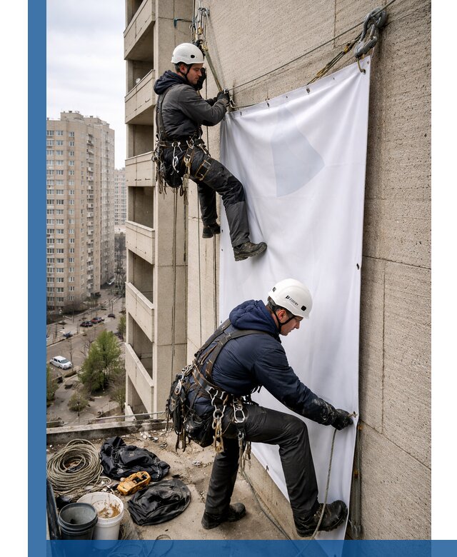 Профессиональный монтаж баннеров на фасаде в Пугачёве