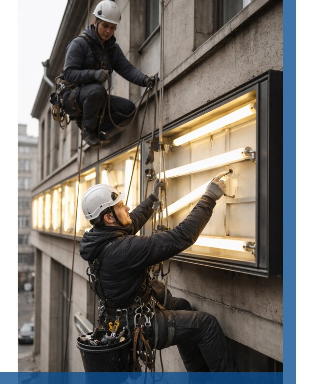 Замена ламп в вывеске в Пугачёве под ключ от 3556 р. | ВЫСОТНИК-Пгч