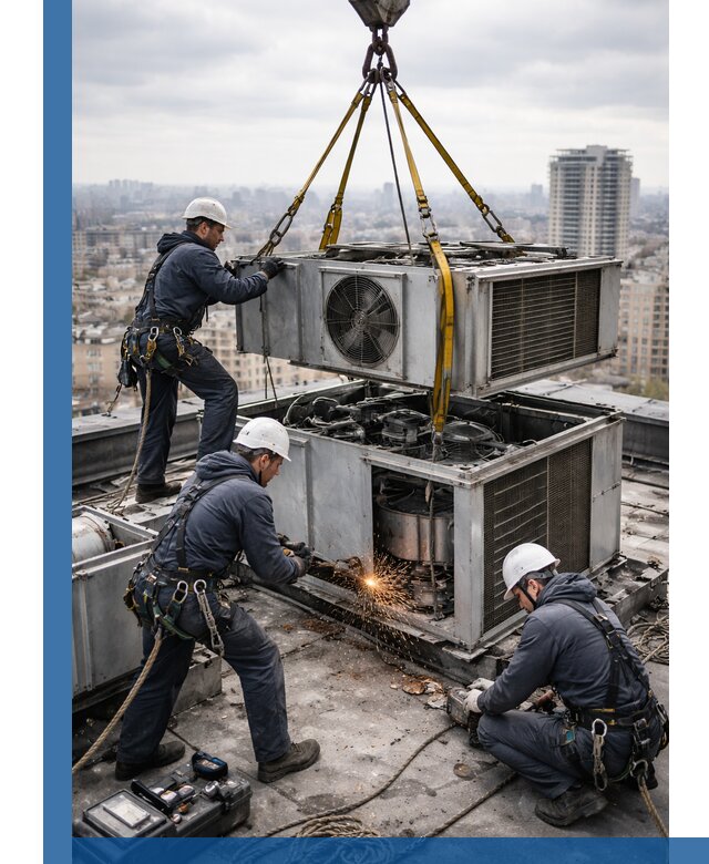 Демонтаж крышной установки в Пугачёве любой сложности