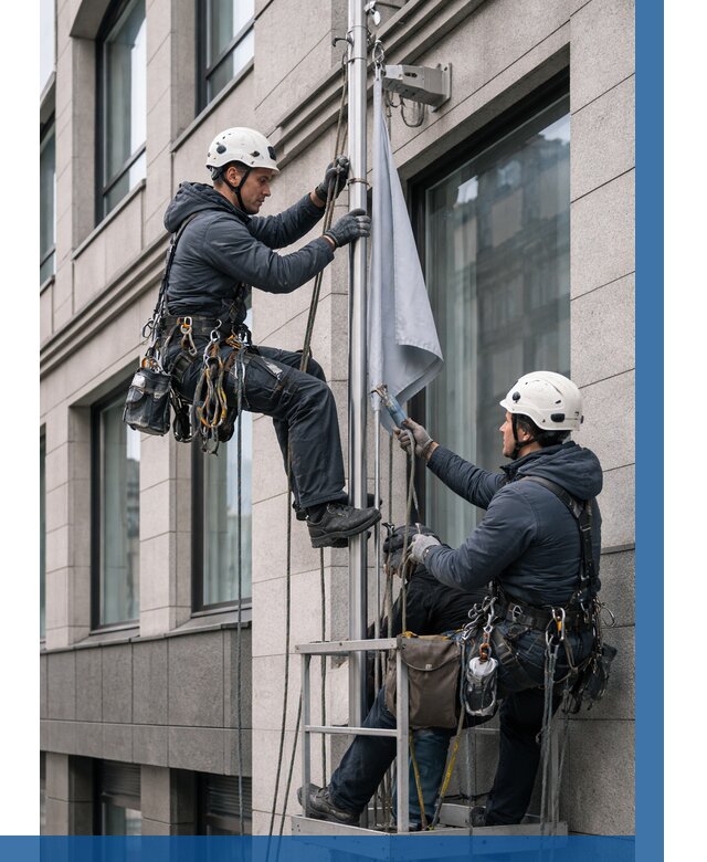 Установка флагов на фасаде в Пугачёве от 4572 р. | ВЫСОТНИК-Пгч