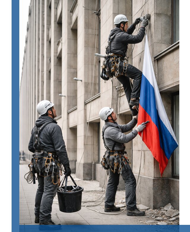 Профессиональная установка флагов на фасаде в Пугачёве