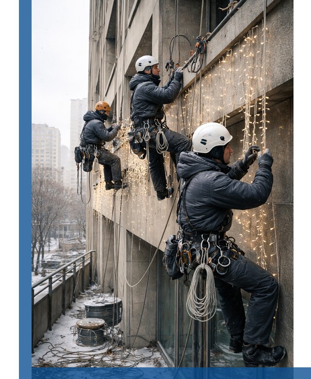 Монтаж новогодней иллюминации и украшение фасадов в Пугачёве