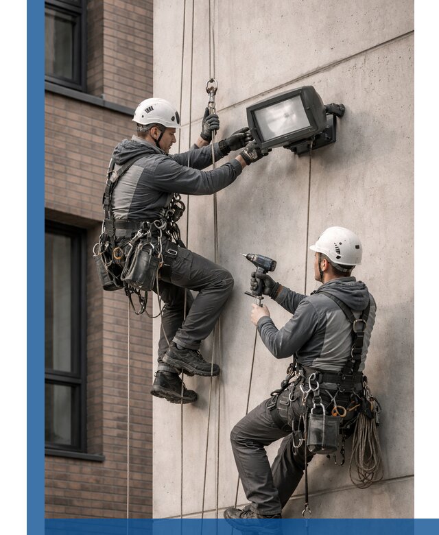 Профессиональный монтаж фасадных прожекторов в Пугачёве под ключ