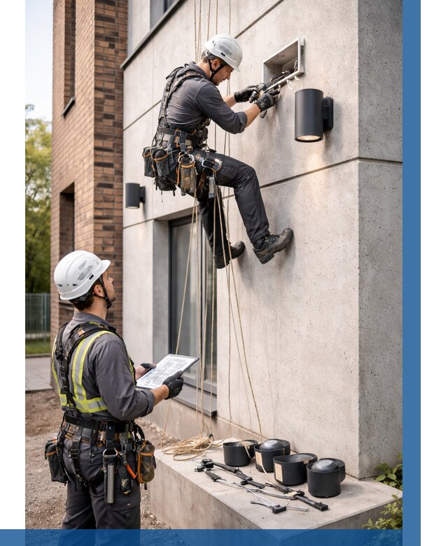 Монтаж фасадного освещения в Пугачёве от 2540 р. | ВЫСОТНИК-Пгч