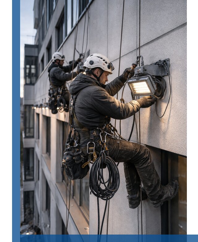 Монтаж фасадного освещения в Пугачёве установка и подключение