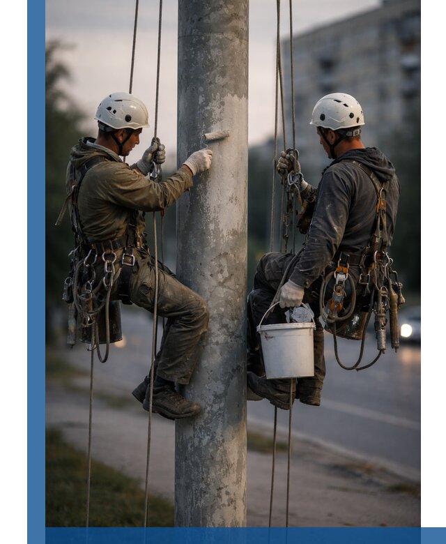 Покраска опор освещения и антикоррозийная защита в Пугачёве
