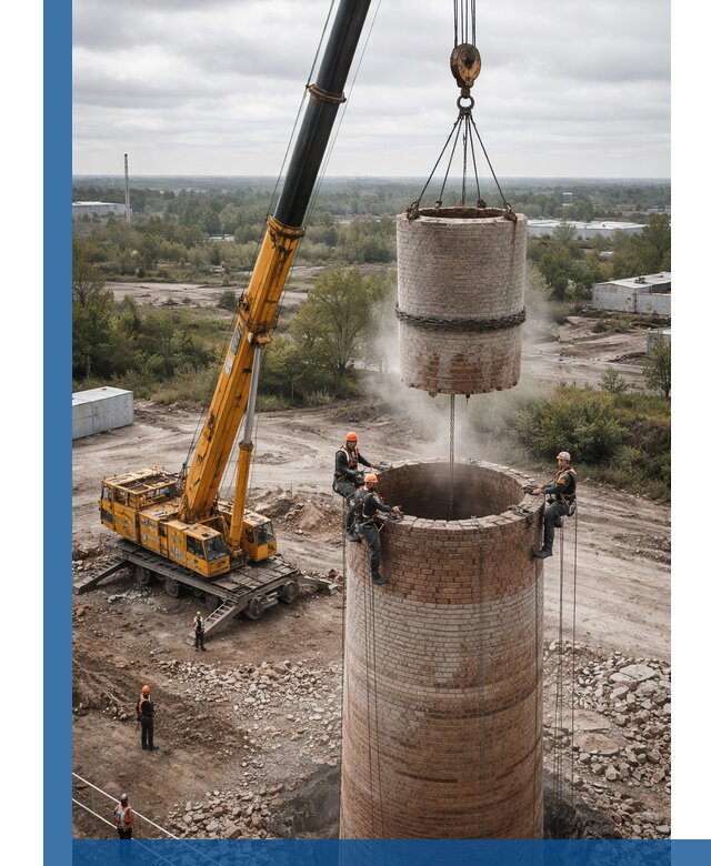 Демонтаж дымовой трубы в Пугачёве с гарантиями безопасности