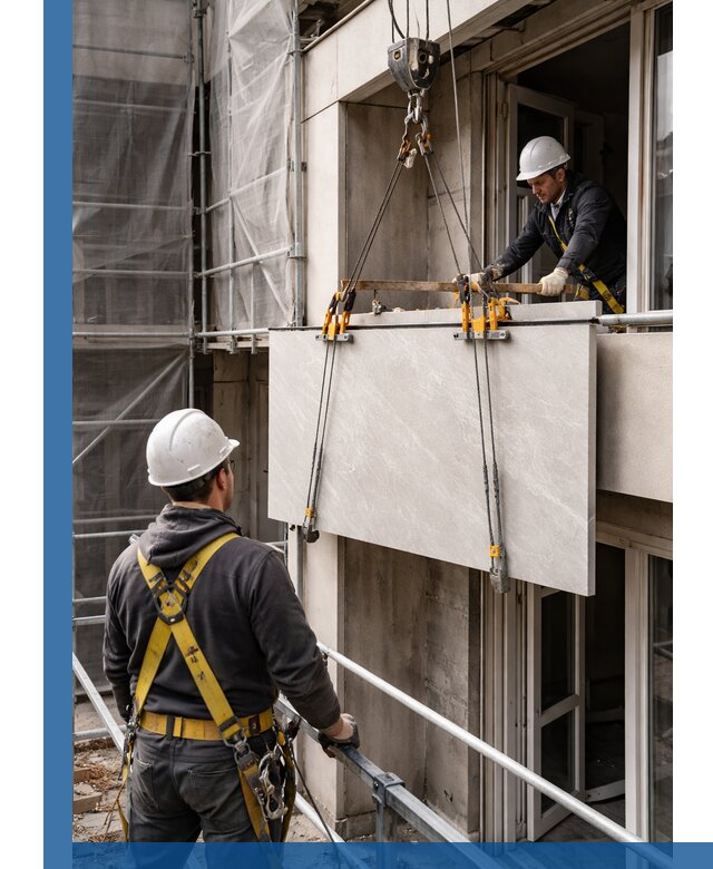 Подъем керамогранита на этаж в Пугачёве грузчиками и техникой