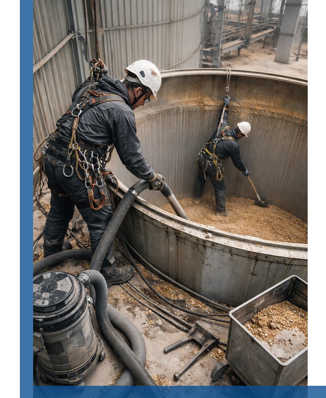 Профессиональная чистка зерновых бункеров в Пугачёве с выездом