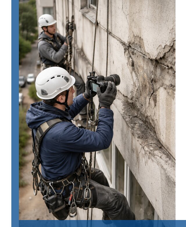 Фотофиксация дефектов фасада с высотной съемкой в Пугачёве