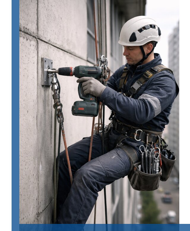 Установка анкерных точек для высотных работ в Пугачёве